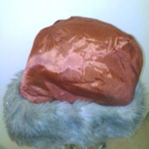 VINTAGE Silver FOX Copper SATIN Cuff Hat